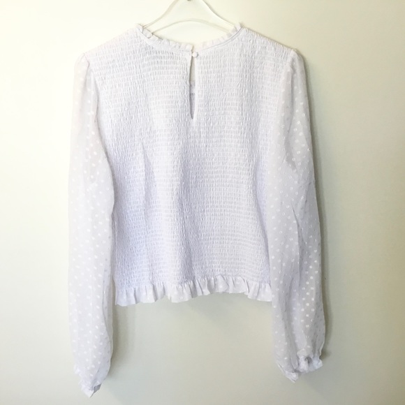 NWT Laundry by Shelli Segal Smocked Top with Sheer Sleeves - White - XL - Picture 5 of 10